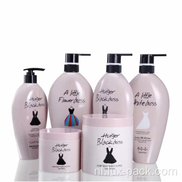 Groothandel Pet Pink Pink Plastic Luxe Lotionpompfles Plastic vormige shampoo fles en conditionerverpakking